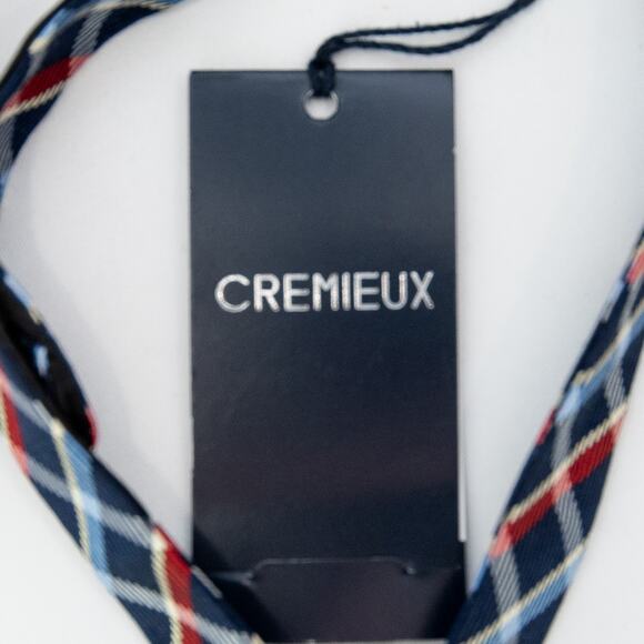 Daniel Cremieux Blue Red Plaid 100% Silk Self Tie Bow Tie - Picture 4 of 6